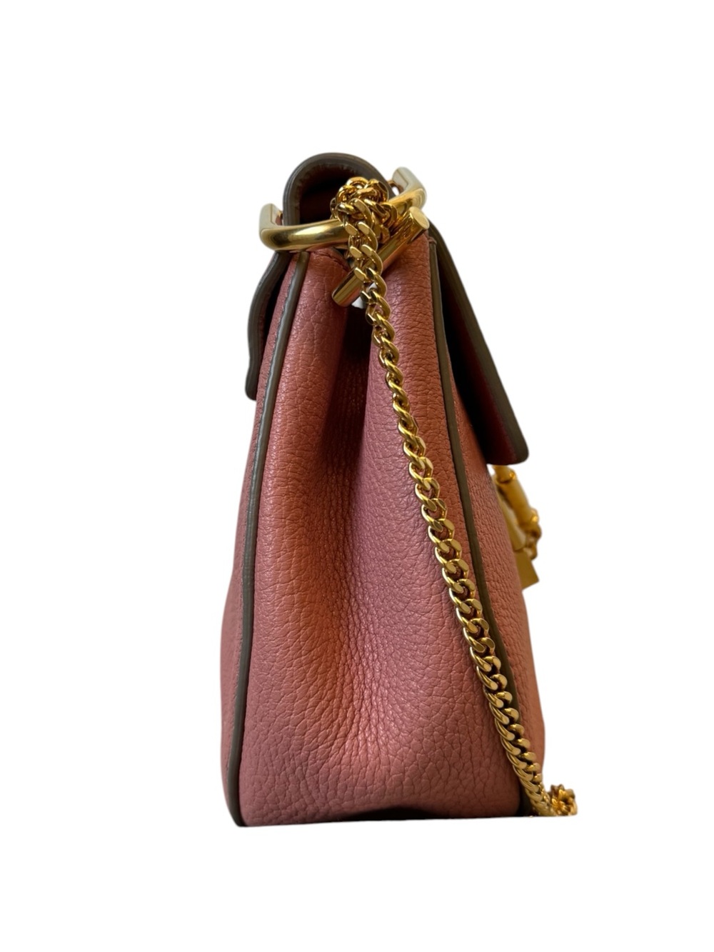 Chloe Drew Medium Apricot Rose Leather Gold Chainlink Strap Crossbody Bag - Picture 5 of 15